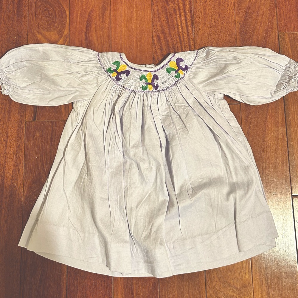 Simply Smock of New York Fleur de Lis Purple Long Sleeve Dress